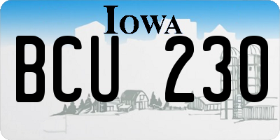 IA license plate BCU230