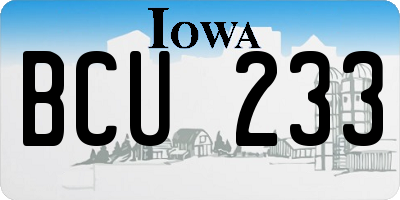 IA license plate BCU233