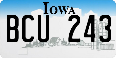 IA license plate BCU243