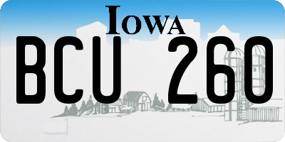 IA license plate BCU260