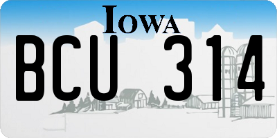 IA license plate BCU314