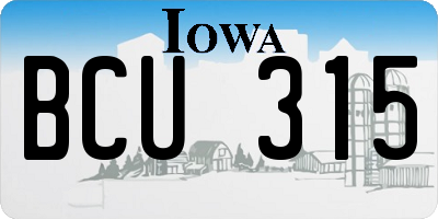 IA license plate BCU315
