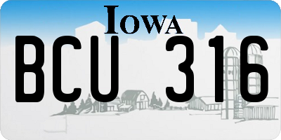 IA license plate BCU316