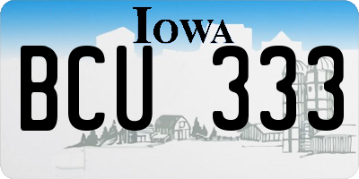 IA license plate BCU333