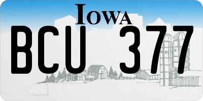 IA license plate BCU377