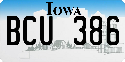 IA license plate BCU386