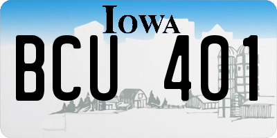 IA license plate BCU401