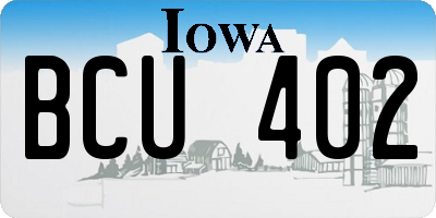 IA license plate BCU402