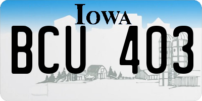 IA license plate BCU403