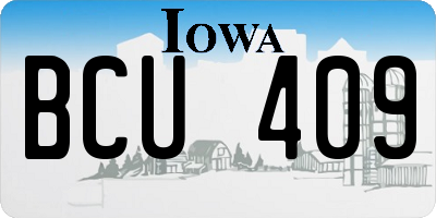 IA license plate BCU409