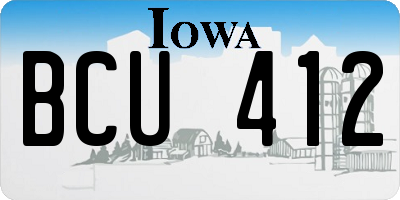 IA license plate BCU412