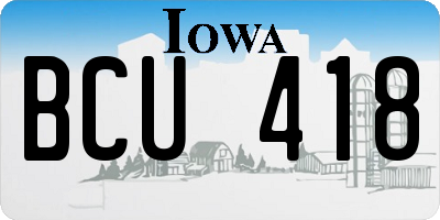 IA license plate BCU418