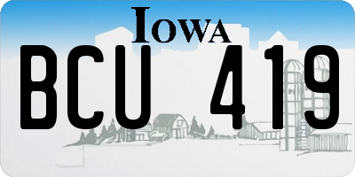 IA license plate BCU419