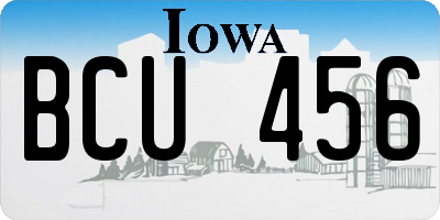 IA license plate BCU456