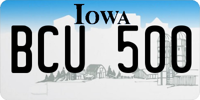IA license plate BCU500