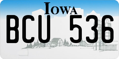 IA license plate BCU536