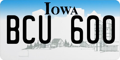 IA license plate BCU600