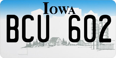 IA license plate BCU602