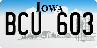 IA license plate BCU603