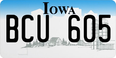 IA license plate BCU605