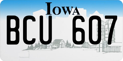 IA license plate BCU607