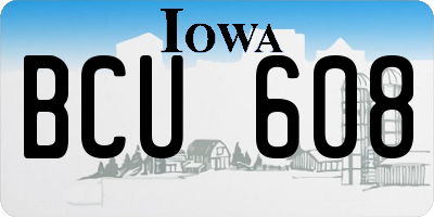 IA license plate BCU608