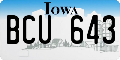 IA license plate BCU643