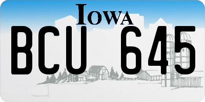IA license plate BCU645