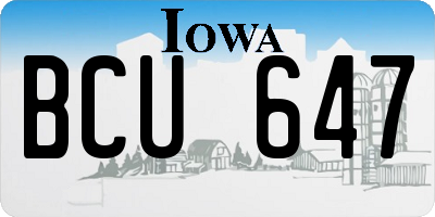 IA license plate BCU647