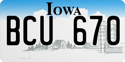 IA license plate BCU670