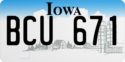 IA license plate BCU671