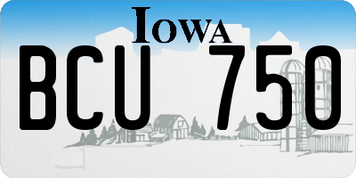 IA license plate BCU750