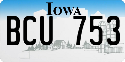 IA license plate BCU753