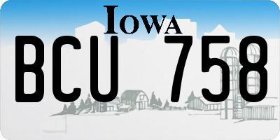IA license plate BCU758