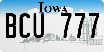 IA license plate BCU777
