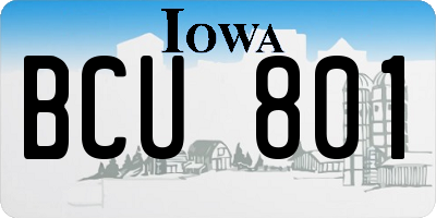 IA license plate BCU801