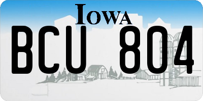 IA license plate BCU804