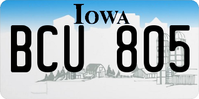 IA license plate BCU805