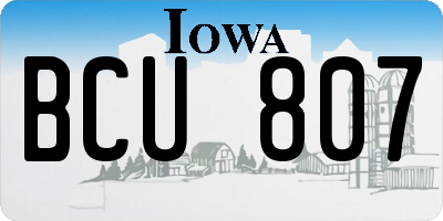 IA license plate BCU807