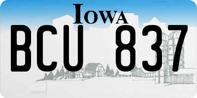 IA license plate BCU837
