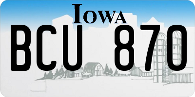 IA license plate BCU870