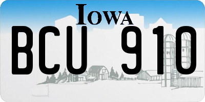 IA license plate BCU910