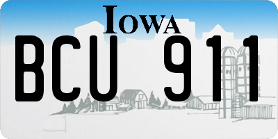 IA license plate BCU911