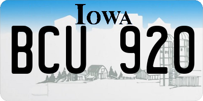 IA license plate BCU920