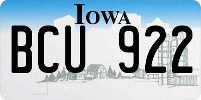 IA license plate BCU922