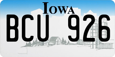 IA license plate BCU926