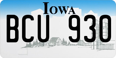 IA license plate BCU930