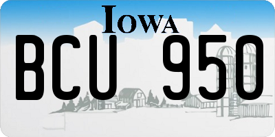 IA license plate BCU950
