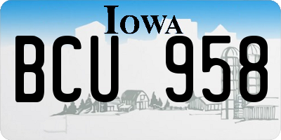 IA license plate BCU958