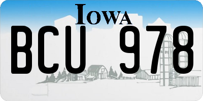 IA license plate BCU978